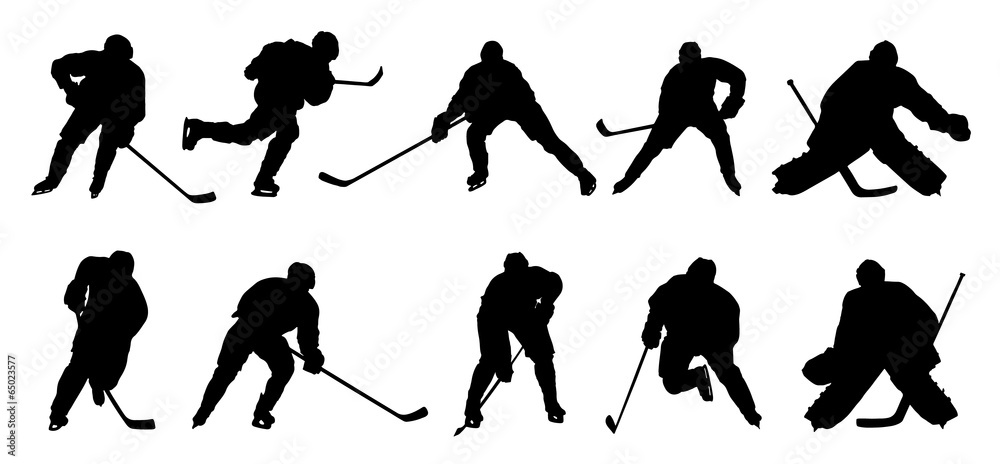 hockey p1 silhouettes - obrazy, fototapety, plakaty 