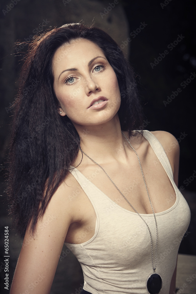 Pretty brunette posing for portrait