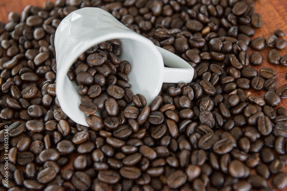 Coffee bean with a white cup Coffee bean with a white cup