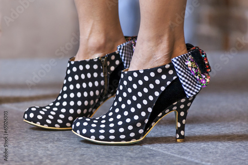 women shoes in dots