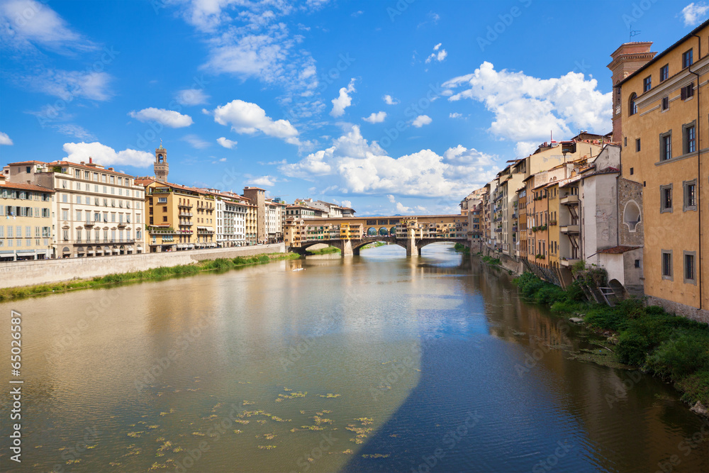 Panoramic view of Florence and Ponte Vecchi, Italy