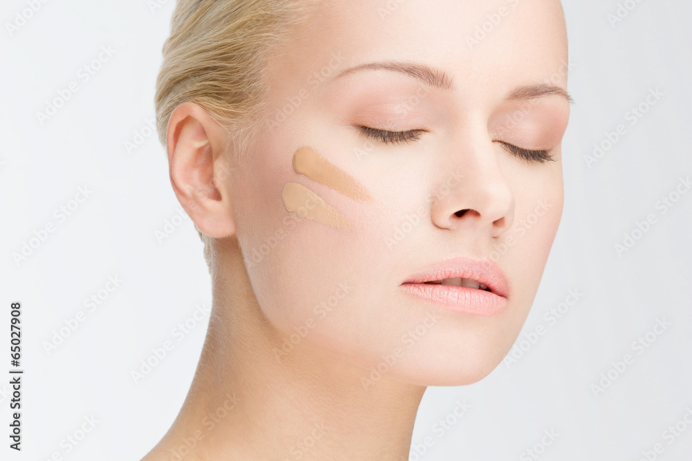close-up face with cosmetic foundation