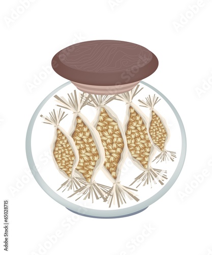 Jar of Fermented Soybean Natto on White Background