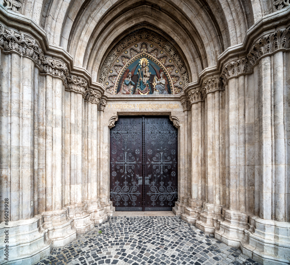 Entrance to the Matthias Church. Budapest, Hungary
