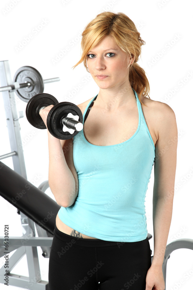 Sexy bolnde girl training in fitness