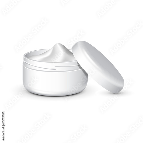 Cream, Gel Or Powder, Light Gray, White, Opened Empty Jar Can