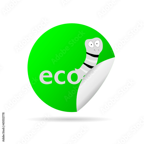 eco worm sticker vector