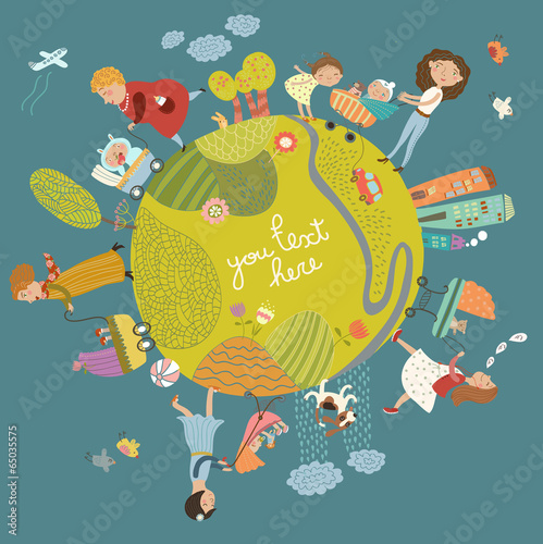 Cute background with mothers and children