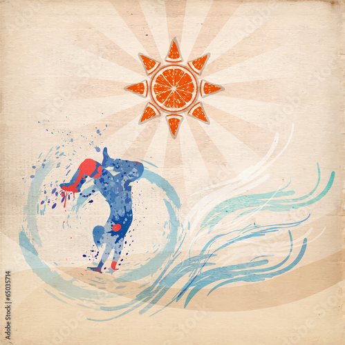 Summer, sea, orange sun