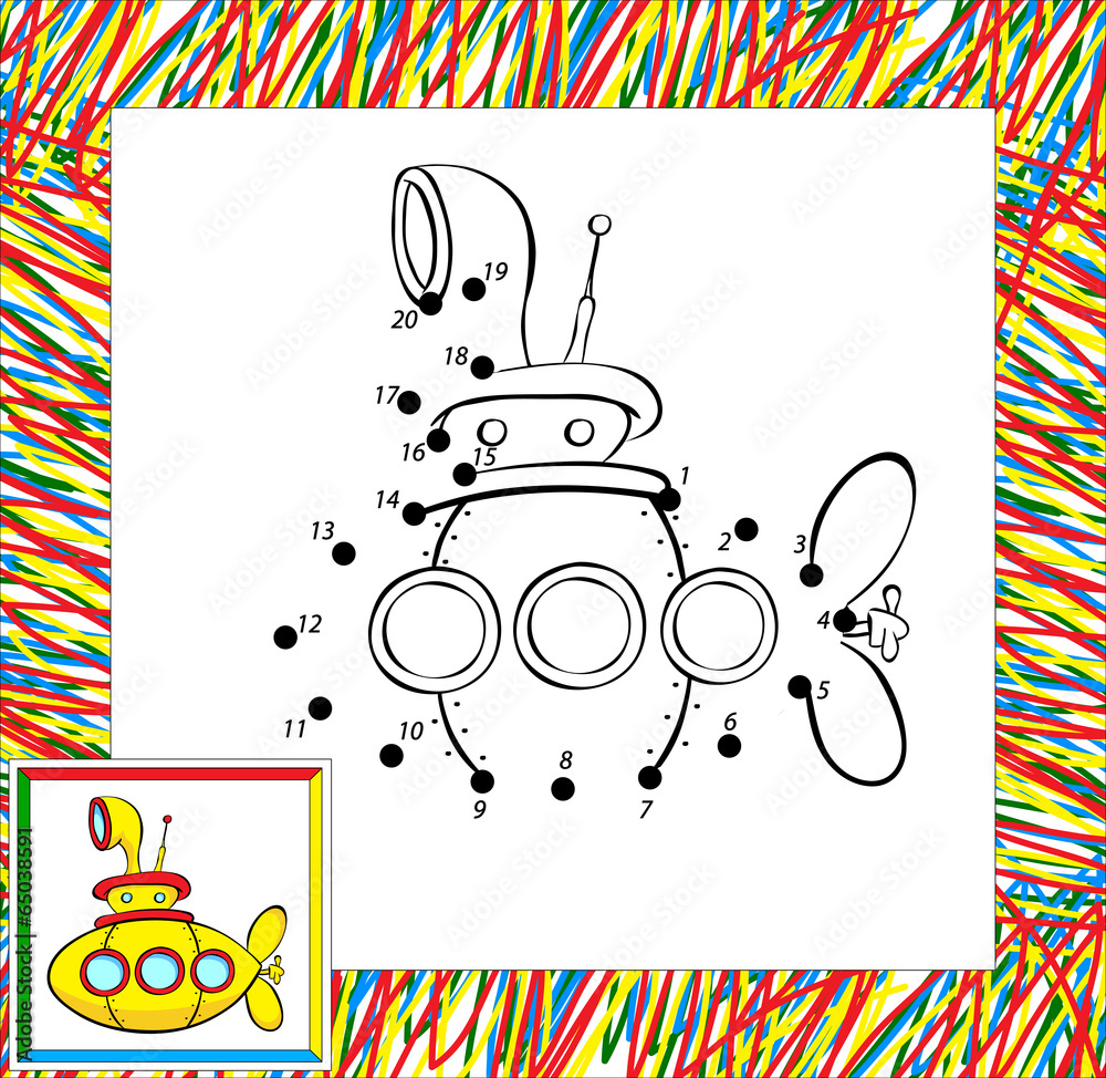 Funny yellow submarine dot to dot Stock Vector Adobe Stock