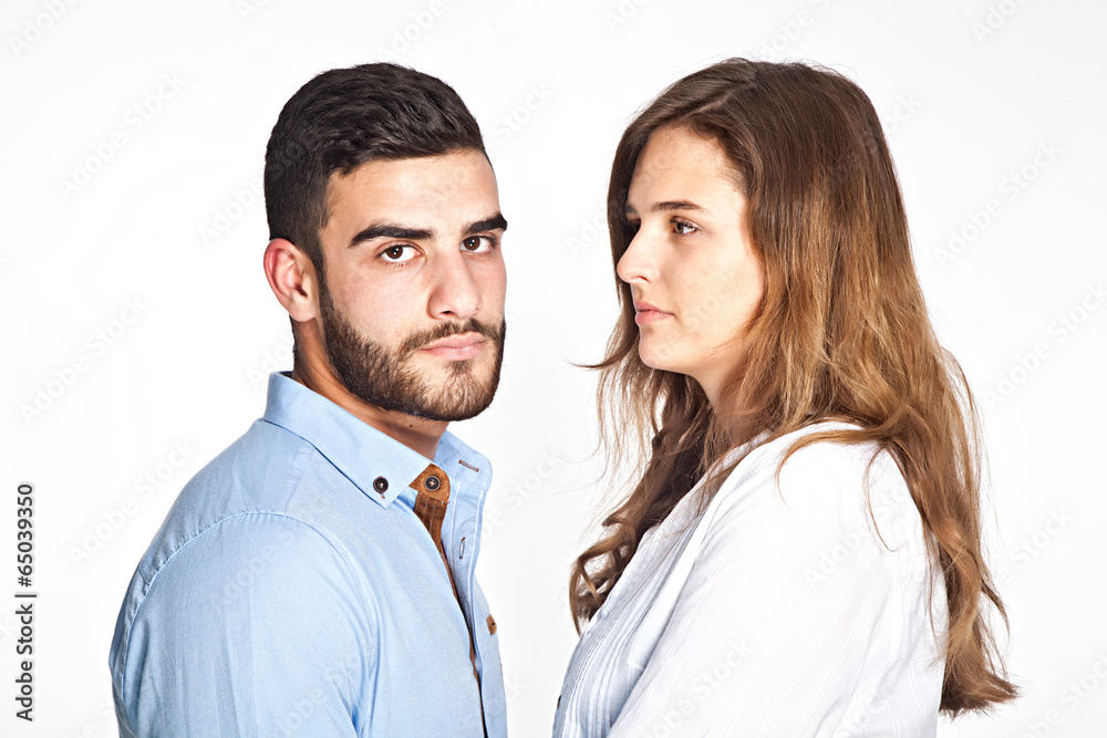 Happy mixed-race couple isolated on white background Happy mixed-race couple isolated on white background
