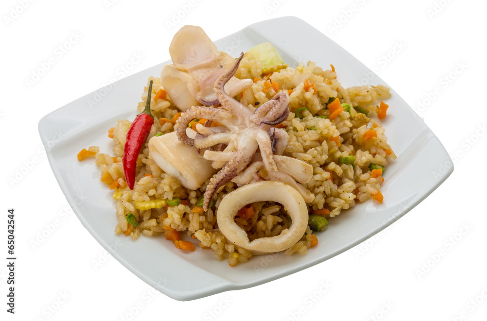 Fried rice with calamari Fried rice with calamari