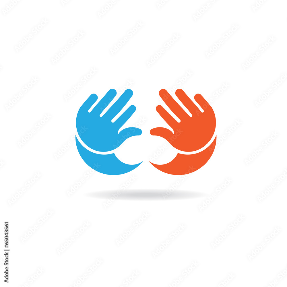 Baby hands girl and boy image logo. Concept of infant Baby hands girl and boy image logo. Concept of infant