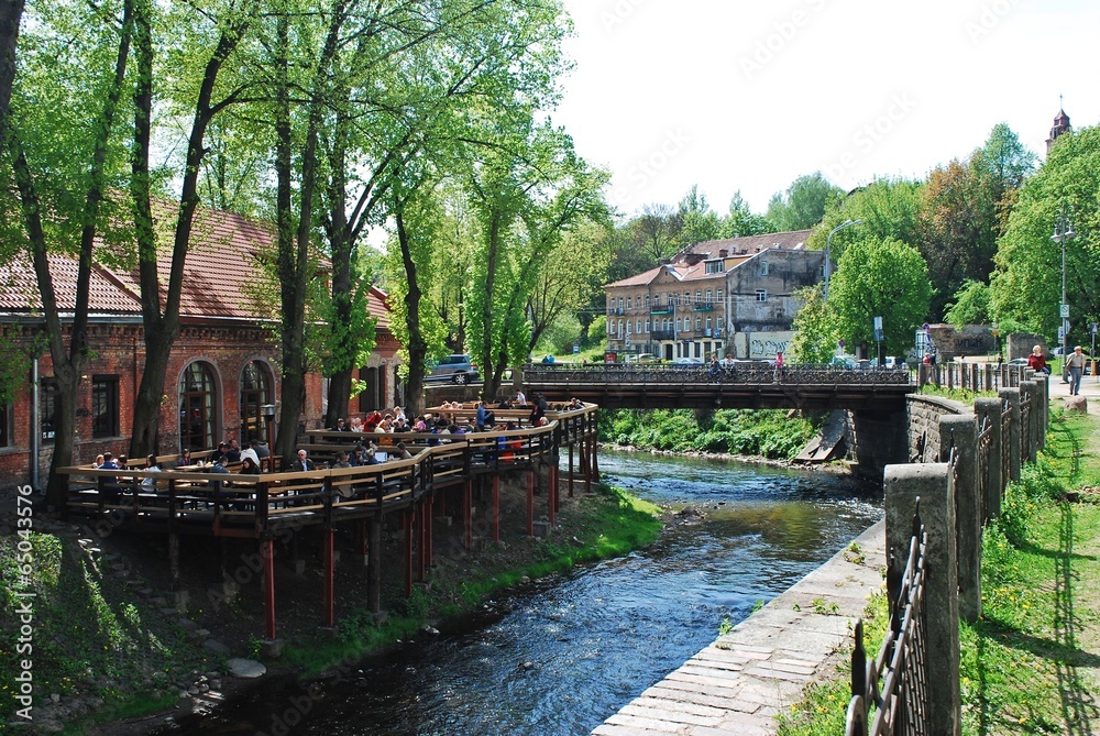 River Vilnele ant Uzupis in Vilnius. Lithuania