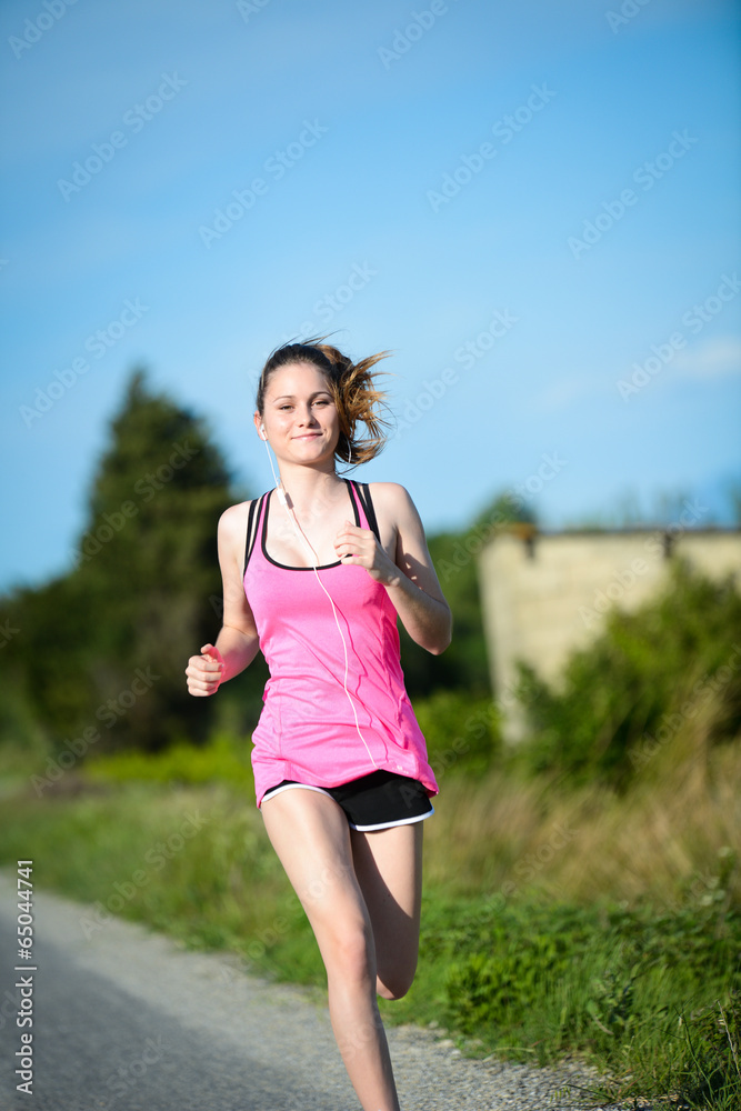 fitness sport healthy cheerful young woman running outdoor fitness sport healthy cheerful young woman running outdoor