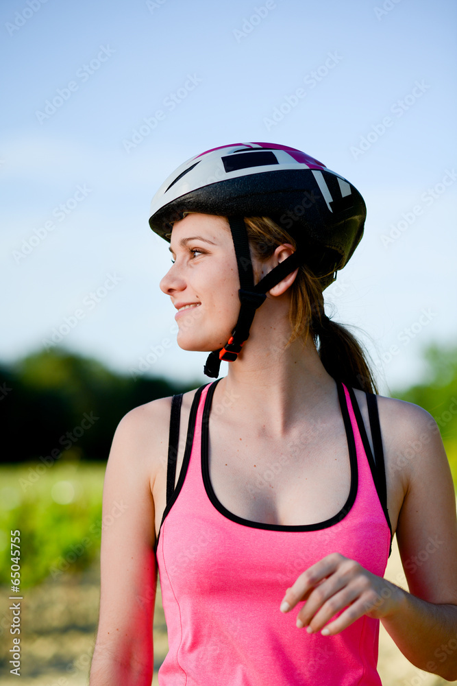 healthy young woman riding bicycle outdoor in the country healthy young woman riding bicycle outdoor in the country