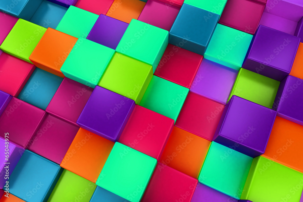3d colored cubes background, color mosaic