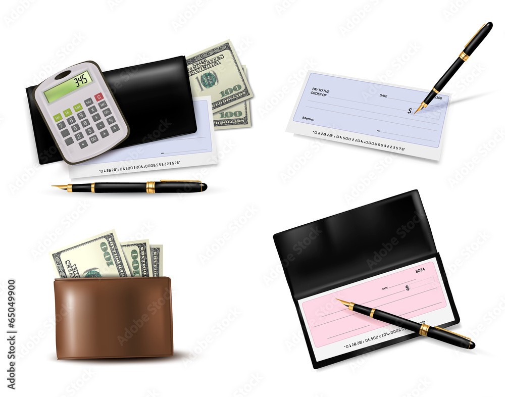 Big collection of business supplies. Vector Big collection of business supplies. Vector