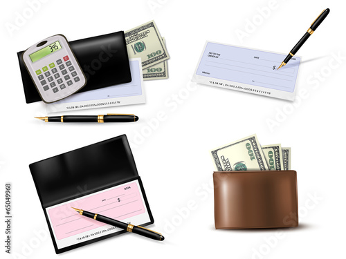 Big collection of business supplies. Vector