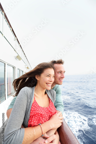 Romantic couple on cruise ship enjoying travel