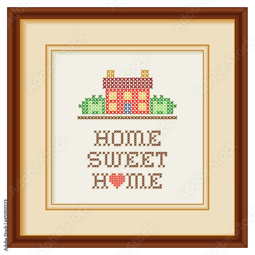 Embroidery, Home Sweet Home Cross Stitch, heart, frame