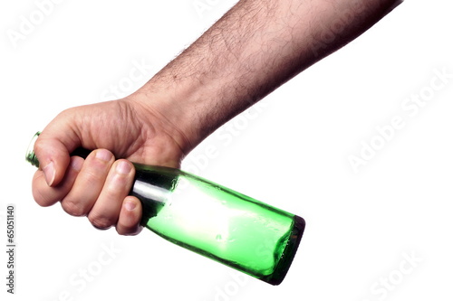 Holding a green bottle