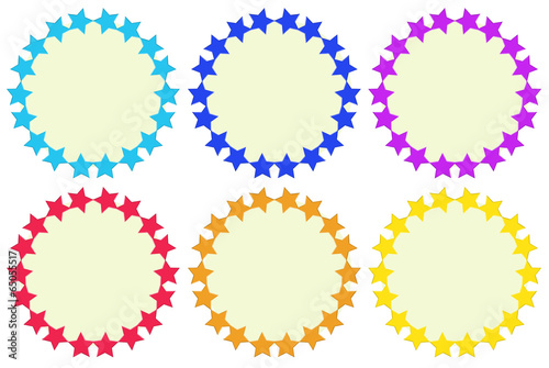 Colourful round empty templates made of stars