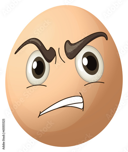 An egg with an angry face