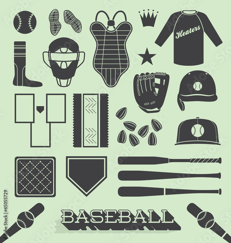 Canvas Print Vector Set: Baseball Objects and Icons