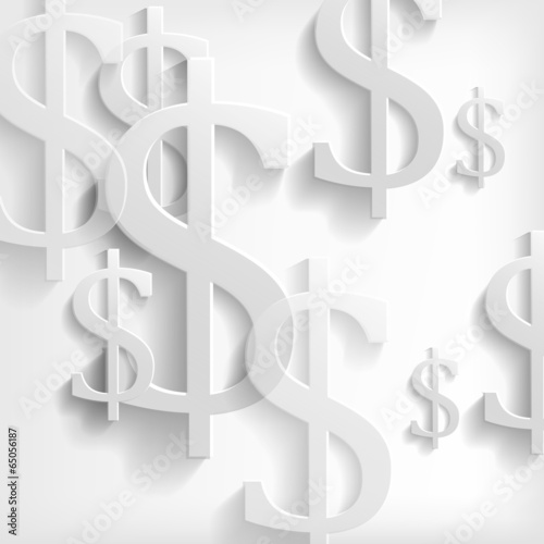 White dollar symbols on white background - vector illustration