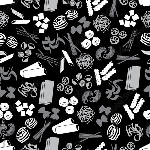 types of pasta food black and gray pattern eps10