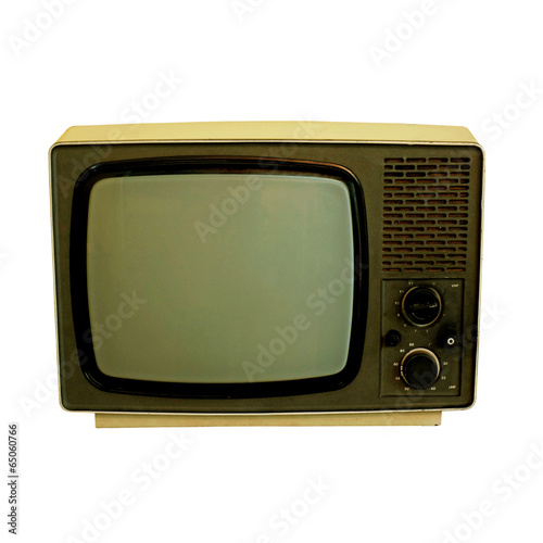 old TV on the isolated white background