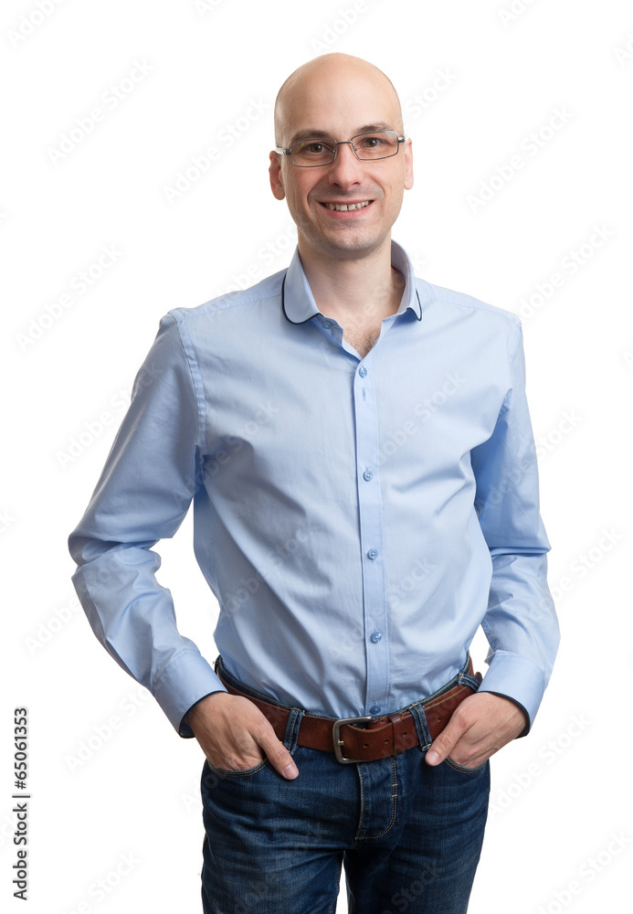 Handsome young bald man