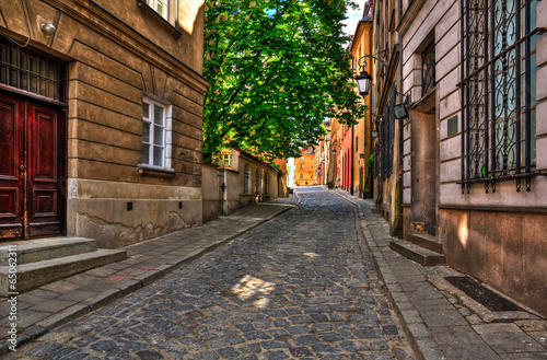 The street of the old town in Warsaw,Brzozowa street.