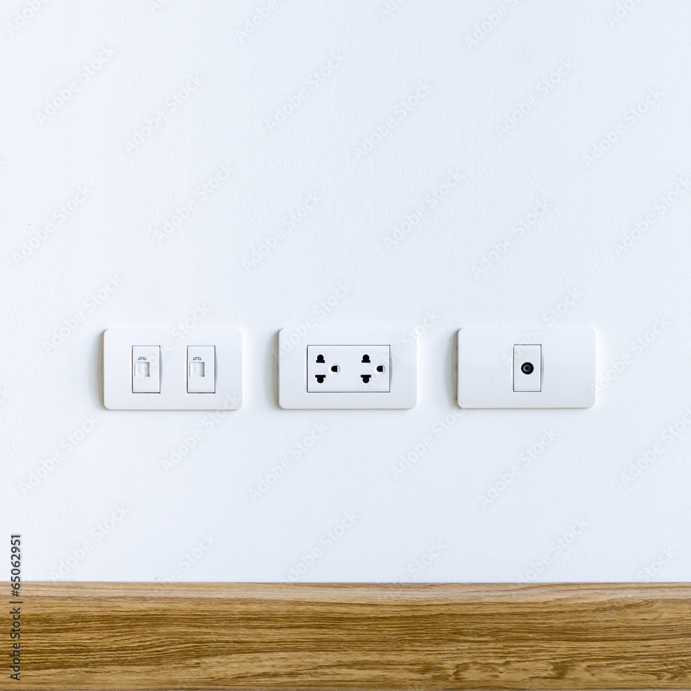 Wall Plug for electric, telephone and cable television Wall Plug for electric, telephone and cable television