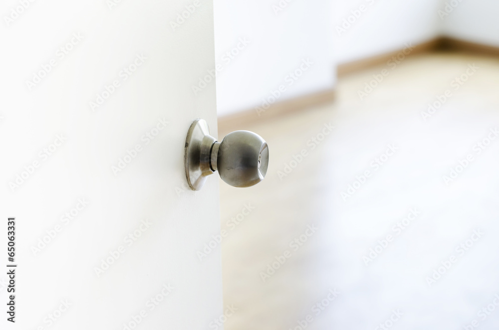 Close up - White Half-open door into room Close up - White Half-open door into room