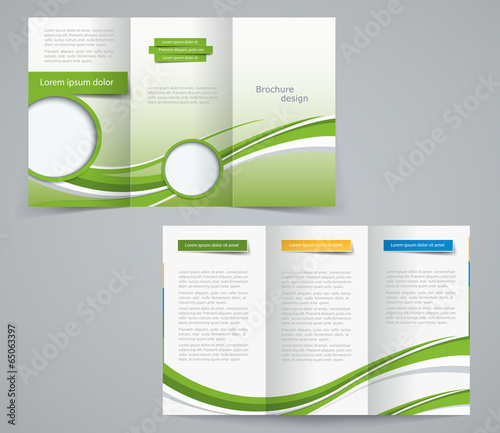 Three fold brochure template, corporate flyer or cover design in