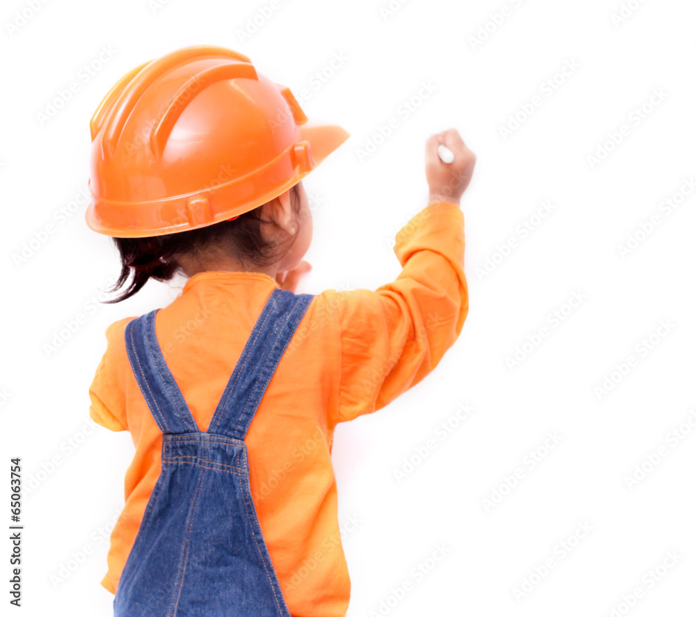 Asian Engineer baby girl writing something Asian Engineer baby girl writing something