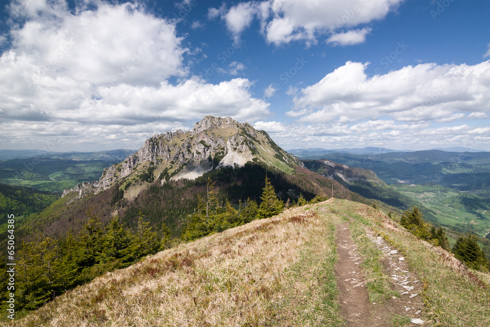 Fototapeta premium Spring mountains - Big Rozsutec hill, Little Fatra, Slovakia