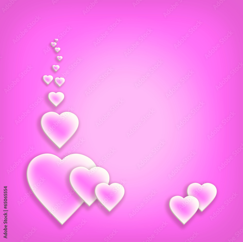Grußkarte rosa mit Herzen