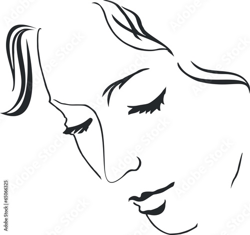 Silhouette calm face of a young woman