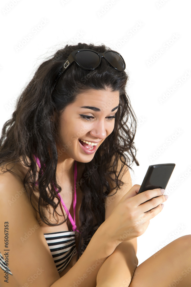 Woman messaging on mobile phone