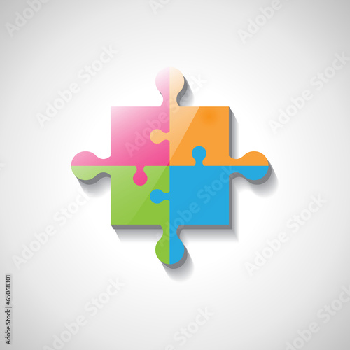 Puzzle Icon - Isolated On Gray Background