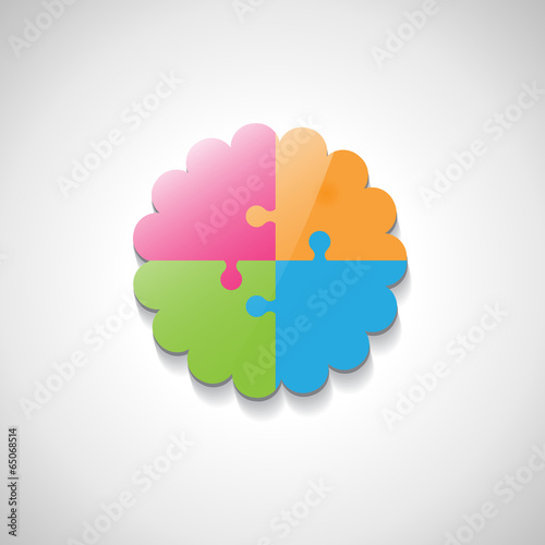Puzzle Icon - Isolated On Gray Background