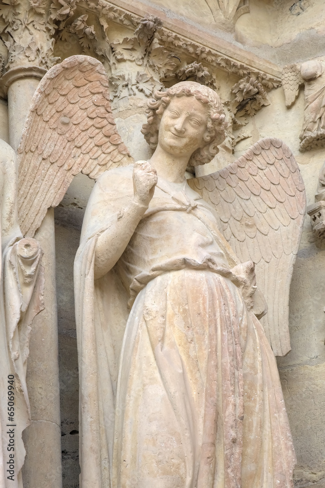 Smiling angel. Notre-Dame de Reims Cathedral. Reims, France