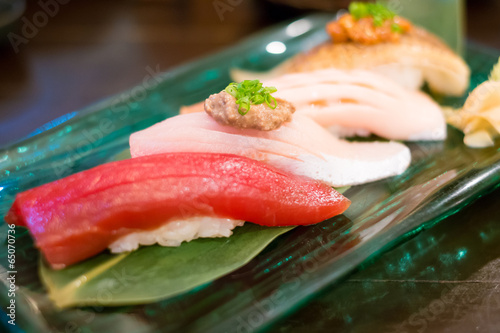 Close up nigiri sushi set