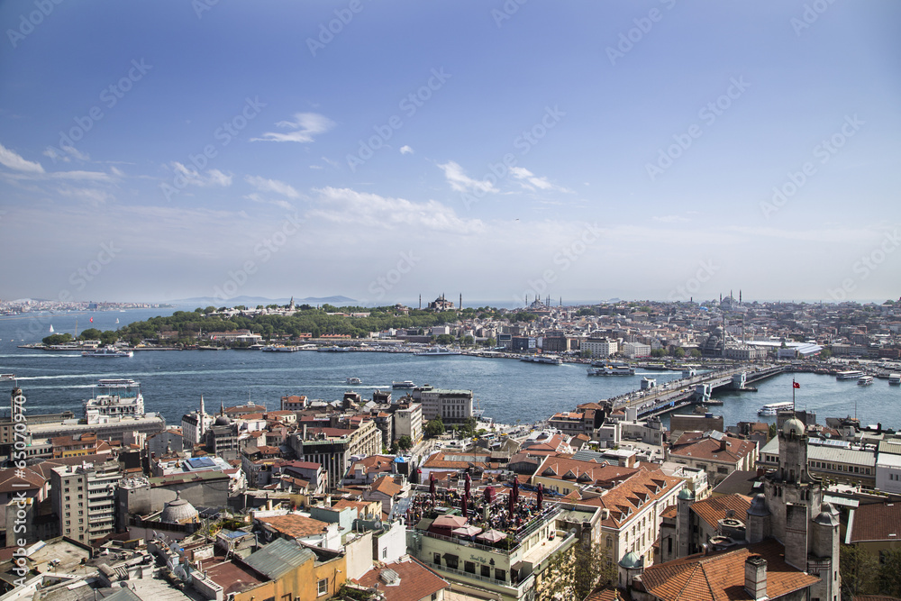 view of istanbul from galata tower on a sunny day.