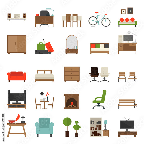 Furniture Icons Flat Design