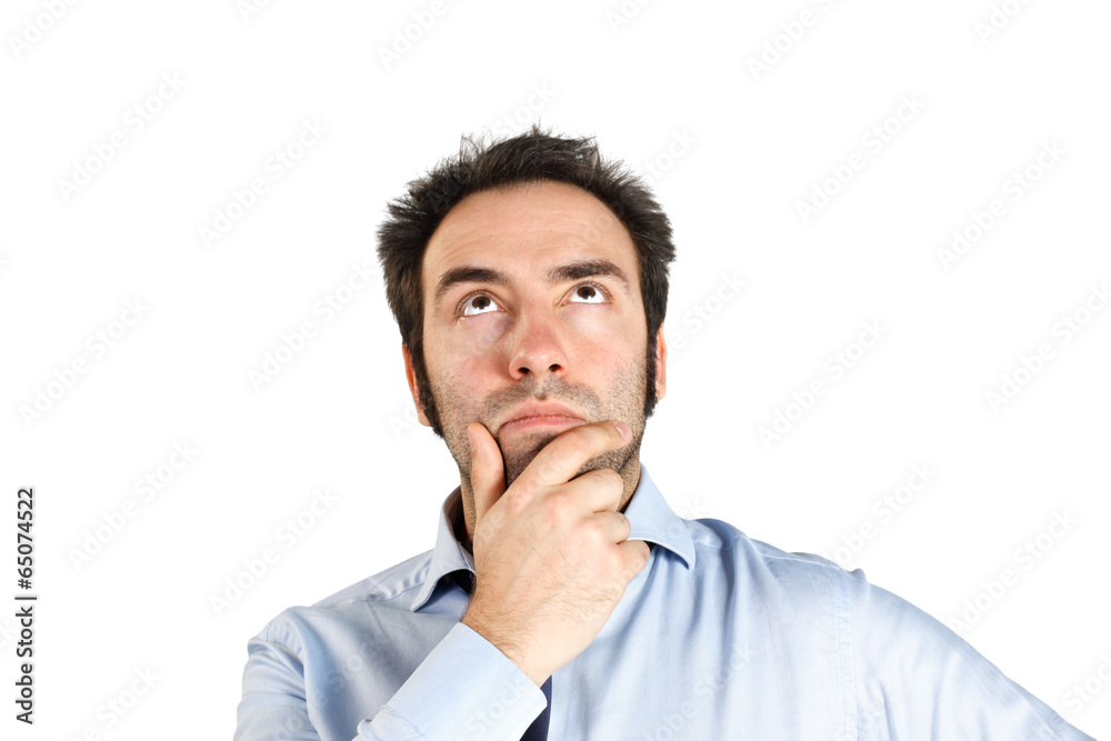 Thinking man on white background Thinking man on white background