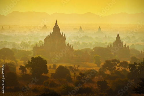 Sunrise over temples of Bagan in Myanmar